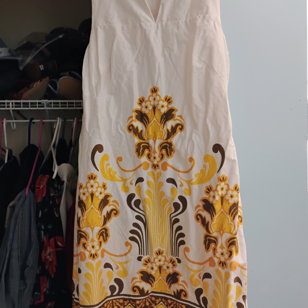 Elegant White and Yellow Floral Dress